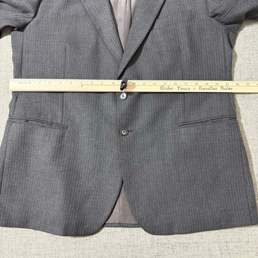 Vtg St Michael Men Pinstripe Suit 42R* 3 Piece Wool Gray Jacket Vest Pant 40x29 - Picture 5 of 16